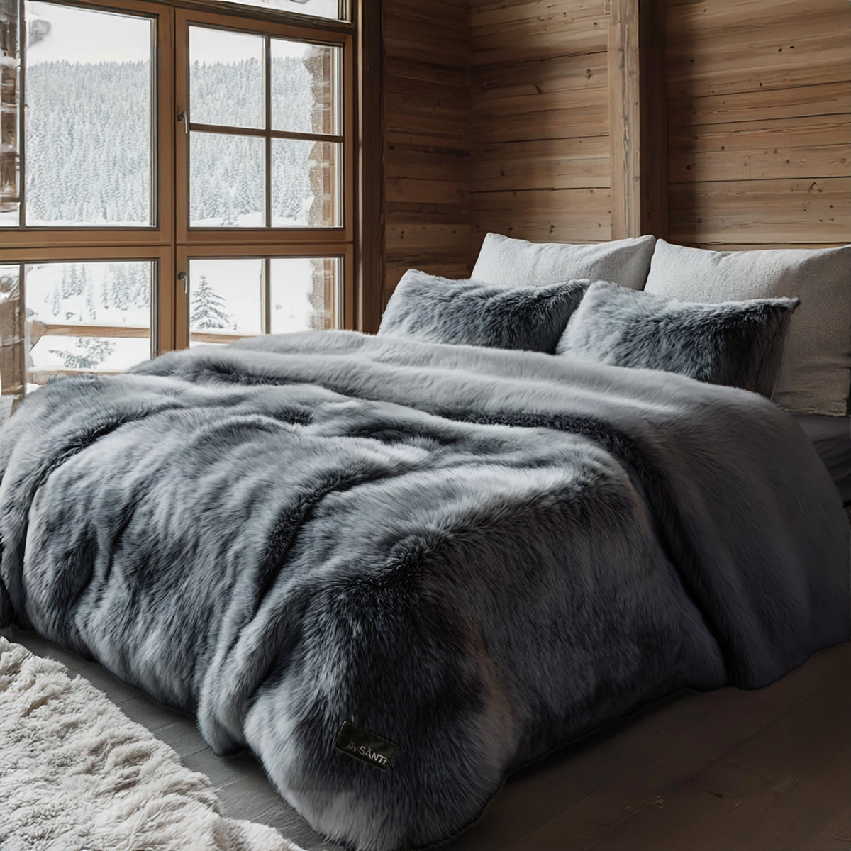 Oversized luxury faux fur blanket for modern bedrooms
