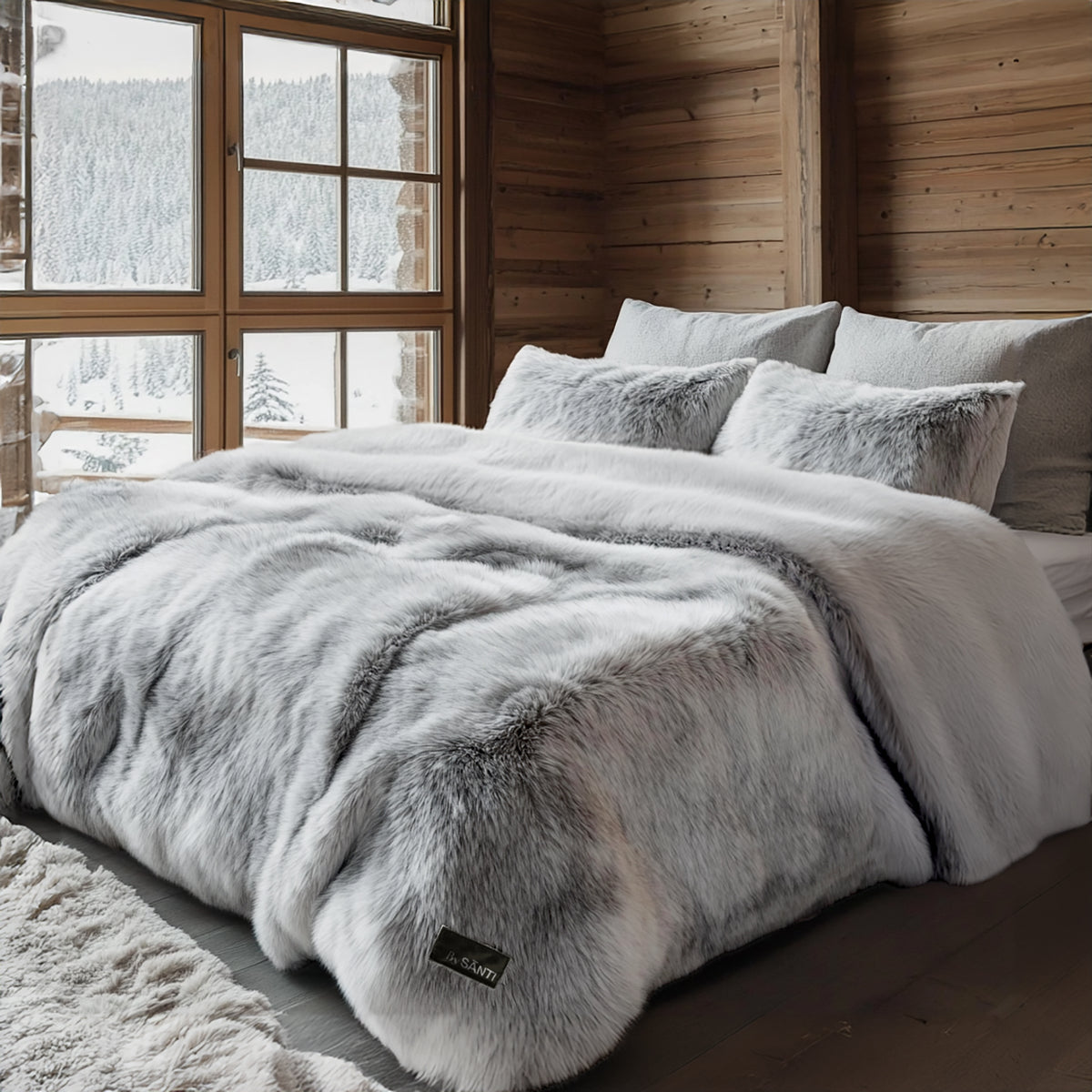 Premium blanket with soft velvet backing and plush fur texture