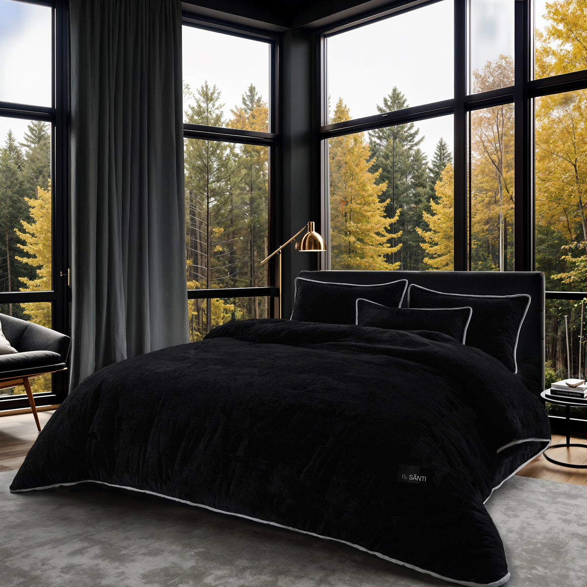 Ultra-soft plush velvet comforter set in modern bedroom